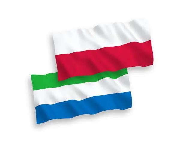 Флаги Сьерра-Леоне и Польши на белом фоне — стоковый вектор