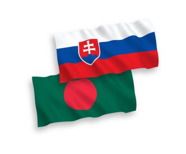 Beyaz arkaplanda Slovakya ve Bangladeş bayrakları