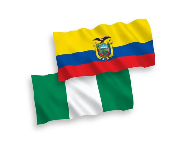 Drapeaux du Nigéria et de l'Équateur sur fond blanc — Image vectorielle