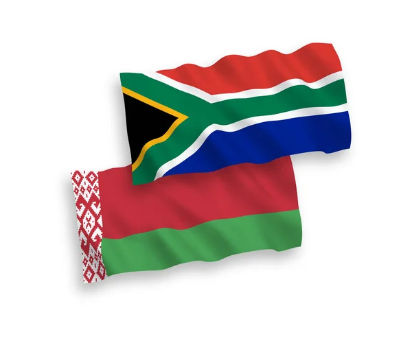 Flags of Belarus and Republic of South Africa on a white background — Stock Vector