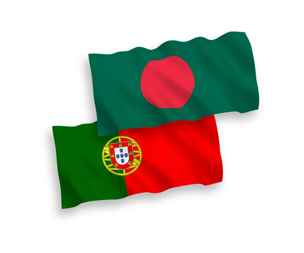 Bandiere del Portogallo e del Bangladesh su sfondo bianco — Vettoriale Stock