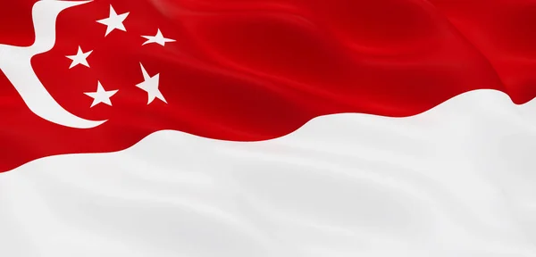 National Fabric Wave närbild flagga Singapore — Stockfoto