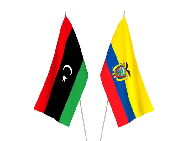 Banderas de Ecuador y Libia — Foto de Stock