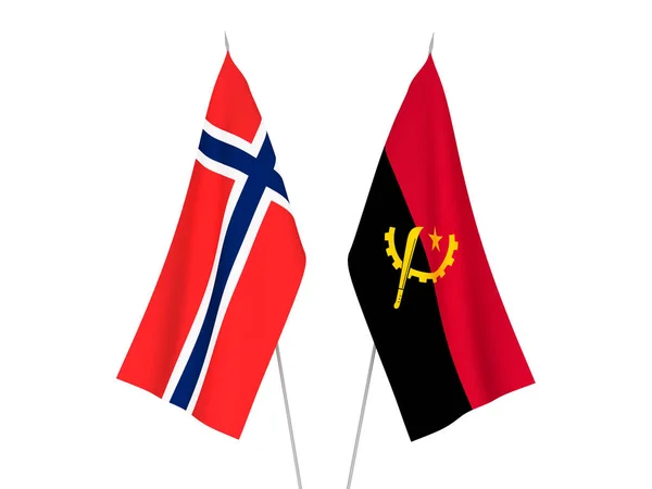 Vlajky Norska a Angoly — Stock fotografie