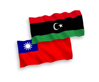 Flags of Libya and Taiwan on a white background