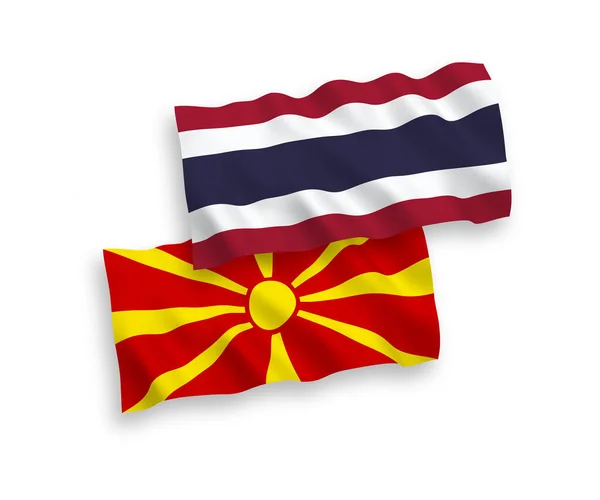 Banderas de Macedonia del Norte y Tailandia sobre un fondo blanco — Archivo Imágenes Vectoriales