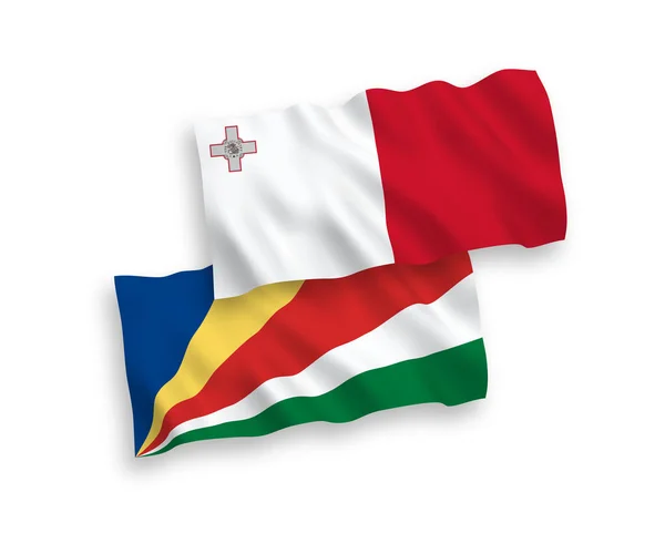 Drapeaux de Malte et des Seychelles sur fond blanc — Image vectorielle