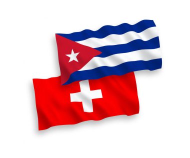 Flags of Cuba and Switzerland on a white background