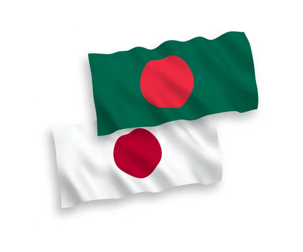 Drapeaux du Japon et du Bangladesh sur fond blanc — Image vectorielle