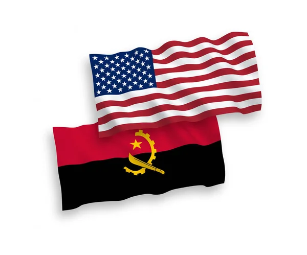Прапори Анголи та Америки на білому тлі — стоковий вектор