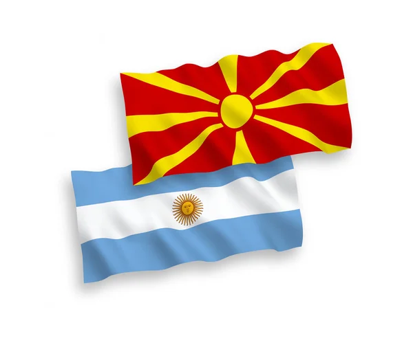 Banderas de Macedonia del Norte y Argentina sobre fondo blanco — Archivo Imágenes Vectoriales