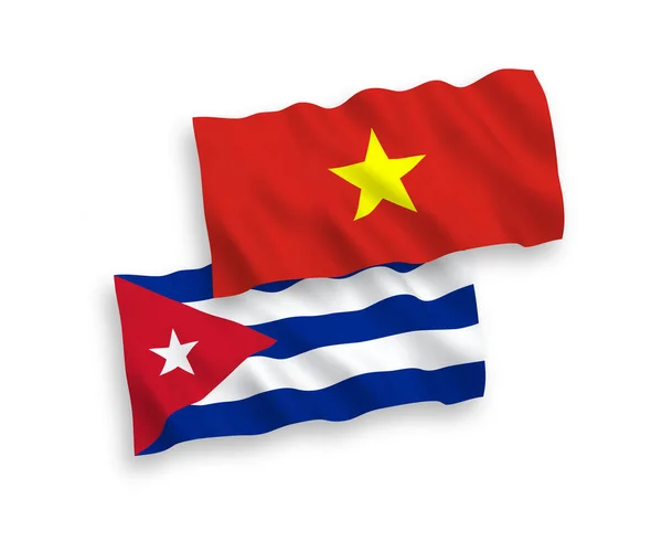 Flags of Cuba and Vietnam on a white background — 스톡 벡터