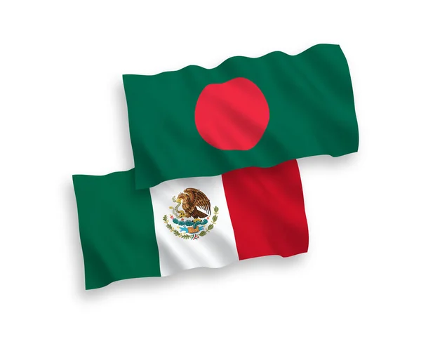 Flags of Mexico and Bangladesh on a white background — Stock vektor