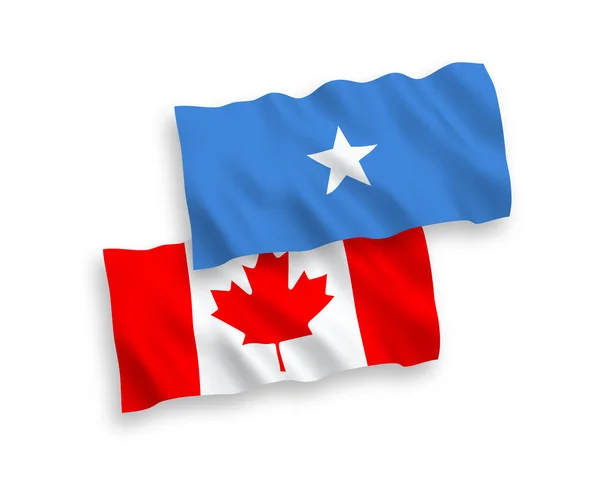 白色背景的加拿大和索马里国旗 — 图库矢量图片