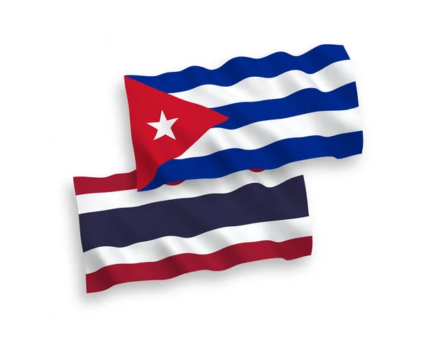 Drapeaux de Cuba et de Thaïlande sur fond blanc — Image vectorielle