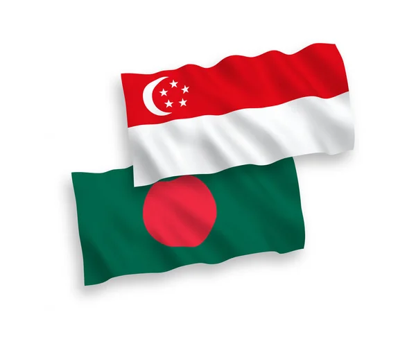 Drapeaux du Bangladesh et de Singapour sur fond blanc — Image vectorielle