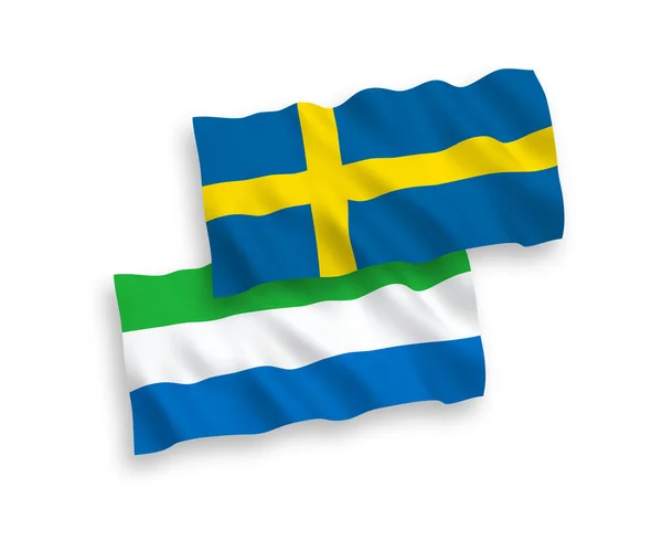 Banderas de Suecia y Sierra Leona sobre fondo blanco — Archivo Imágenes Vectoriales
