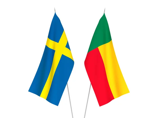 瑞典和贝宁国旗 — 图库照片