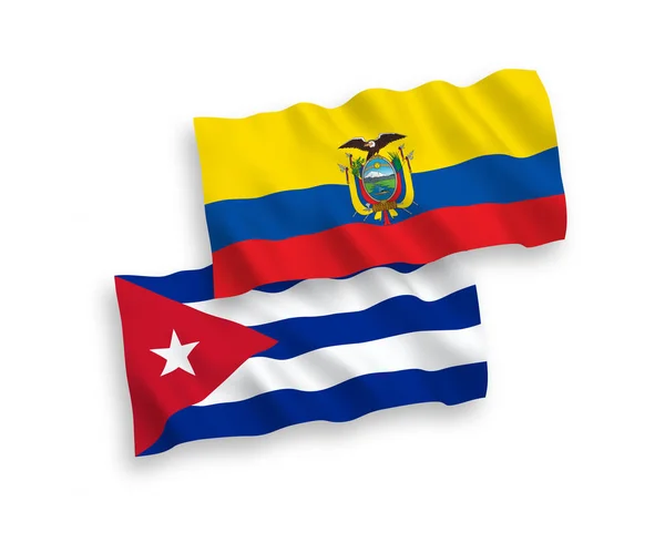 Flags of Cuba and Ecuador on a white background — 스톡 벡터