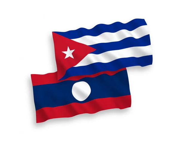 Bandiere di Cuba e Laos su sfondo bianco — Vettoriale Stock
