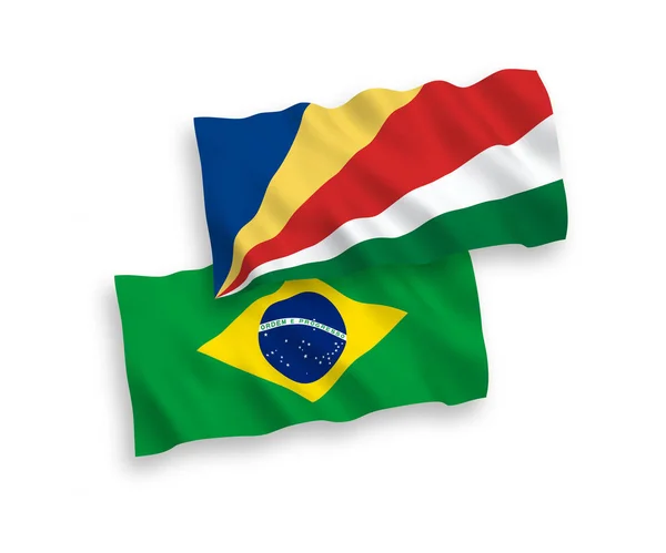 Banderas de Brasil y Seychelles sobre fondo blanco — Archivo Imágenes Vectoriales