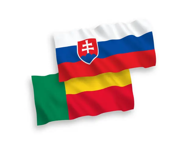 Flags of Slovakia and Benin on a white background — Stock Vector