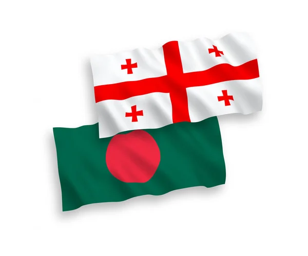 白色背景的孟加拉国和格鲁吉亚国旗 — 图库矢量图片