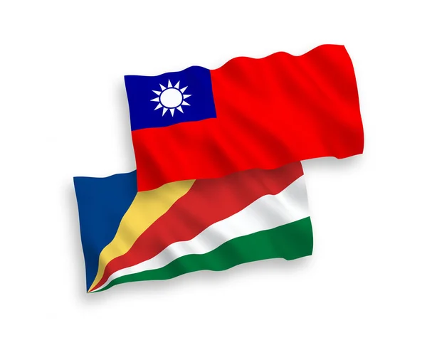 Banderas de Seychelles y Taiwán sobre fondo blanco — Archivo Imágenes Vectoriales