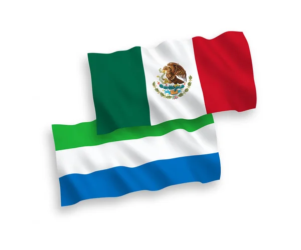 Zászló Mexikó és Sierra Leone fehér alapon — Stock Vector