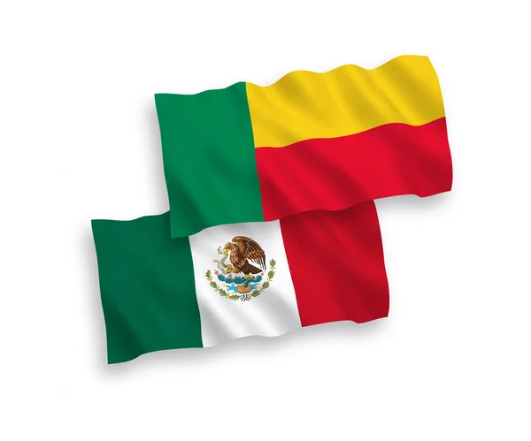 Zászló Mexikó és Benin fehér alapon — Stock Vector