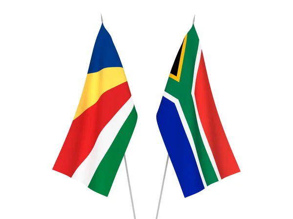 Dél-afrikai Köztársaság és Seychelle Köztársaság lobogói — Stock Fotó