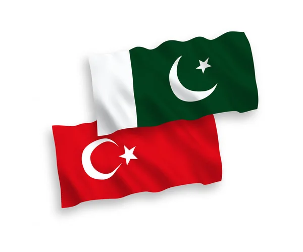 Flaggor av Turkiet och Pakistan på en vit bakgrund — Stock vektor