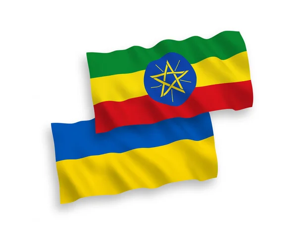 Banderas de Etiopía y Ucrania sobre fondo blanco — Archivo Imágenes Vectoriales