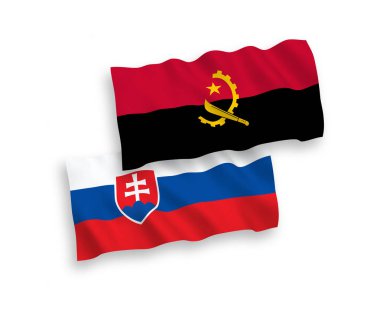 Beyaz arkaplanda Slovakya ve Angola bayrakları