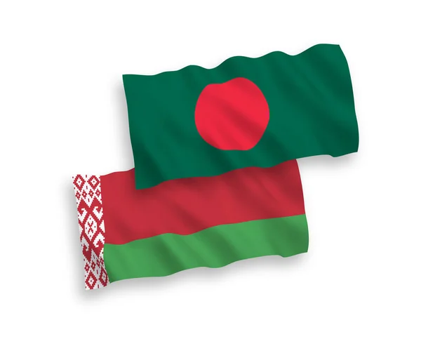 Bandeiras do Bangladesh e da Bielorrússia sobre um fundo branco — Vetor de Stock