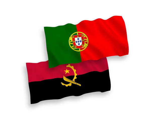 Bandiere del Portogallo e dell'Angola su sfondo bianco — Vettoriale Stock