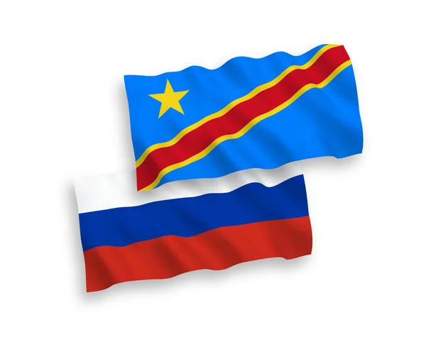 Drapeaux de la République démocratique du Congo et de la Russie sur fond blanc — Image vectorielle