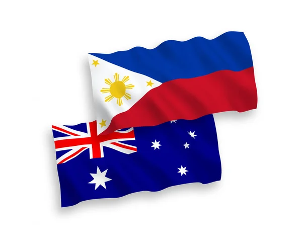 Beyaz arka planda Avustralya ve Filipinler bayrakları — Stok Vektör