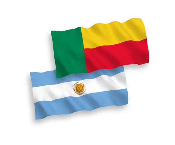 Flags of Benin and Argentina on a white background — Stock Vector