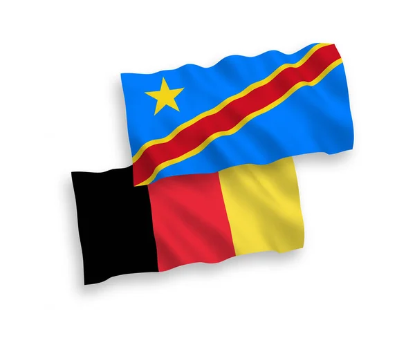 Bandeiras da Bélgica e da República Democrática do Congo sobre fundo branco —  Vetores de Stock