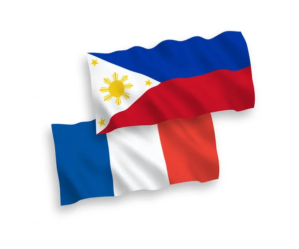 Beyaz arka planda Fransa ve Filipinler bayrakları — Stok Vektör