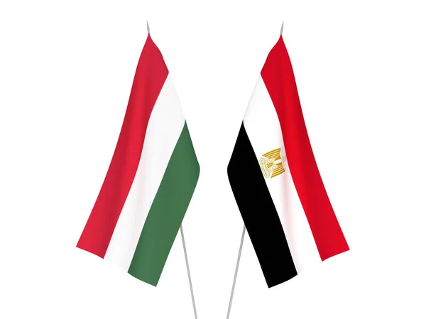 Vlaggen van Egypte en Hongarije — Stockfoto