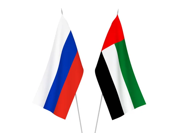 Banderas de Rusia y Emiratos Árabes Unidos —  Fotos de Stock