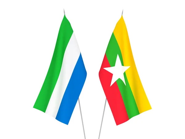 Drapeaux Myanmar et Sierra Leone — Photo