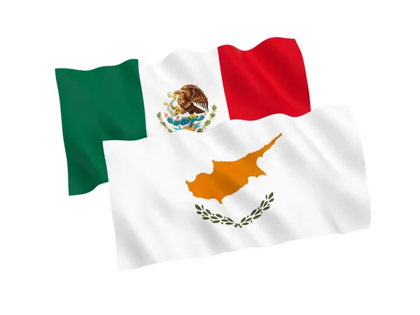 Zászló Mexikó és Ciprus fehér alapon — Stock Fotó