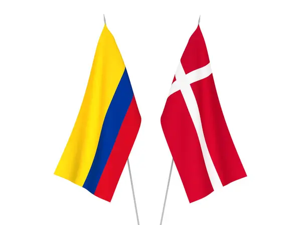 Flagi Kolumbii i Danii — Zdjęcie stockowe