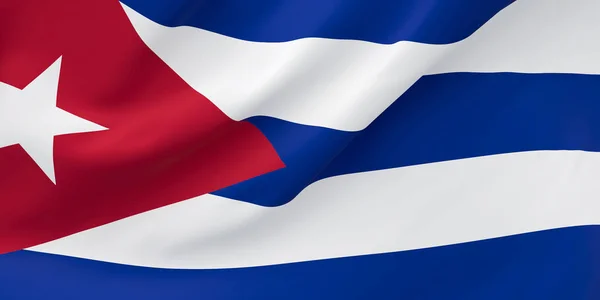 Vague nationale en tissu Gros plan Drapeau de Cuba — Photo