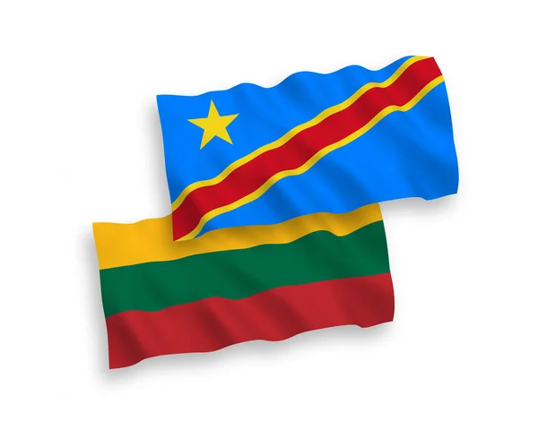 Bandeiras da Lituânia e da República Democrática do Congo sobre fundo branco —  Vetores de Stock