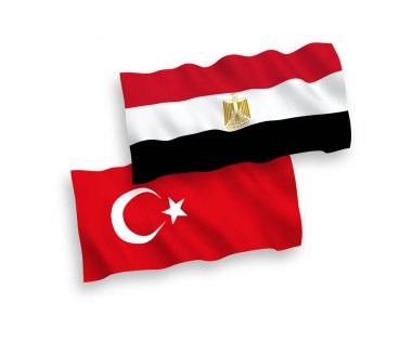 Beyaz arkaplanda Türkiye ve Mısır bayrakları