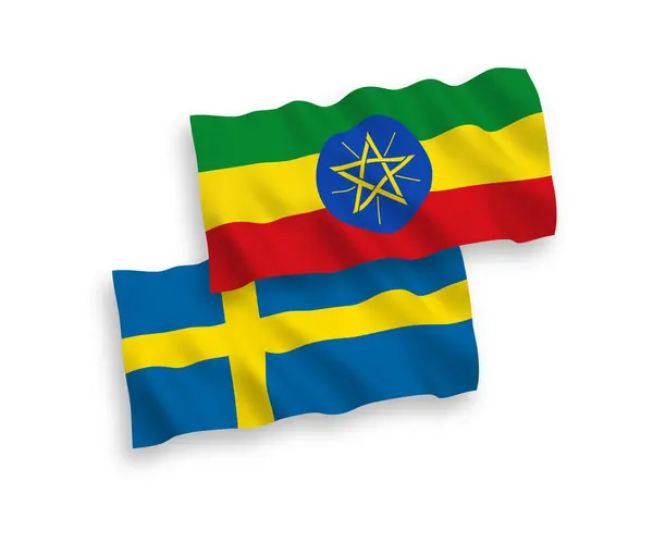 Banderas de Suecia y Etiopía sobre fondo blanco — Archivo Imágenes Vectoriales
